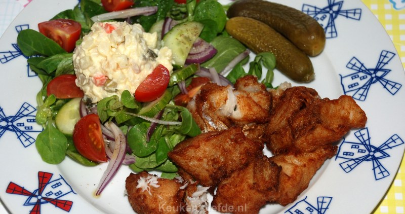 Kibbeling met huzarensalade Kibbeling met huzarensalade