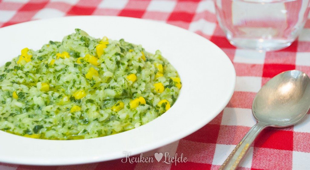 Spinazie-risotto met geitenkaas