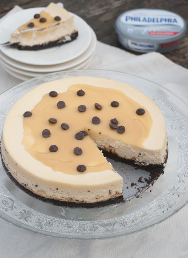 Philadelphia-cheesecake met salted caramel Philadelphia-cheesecake met salted caramel