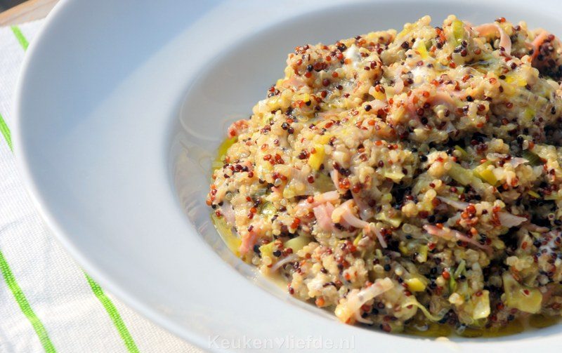 Quinoa-risotto met prei en geitenkaas