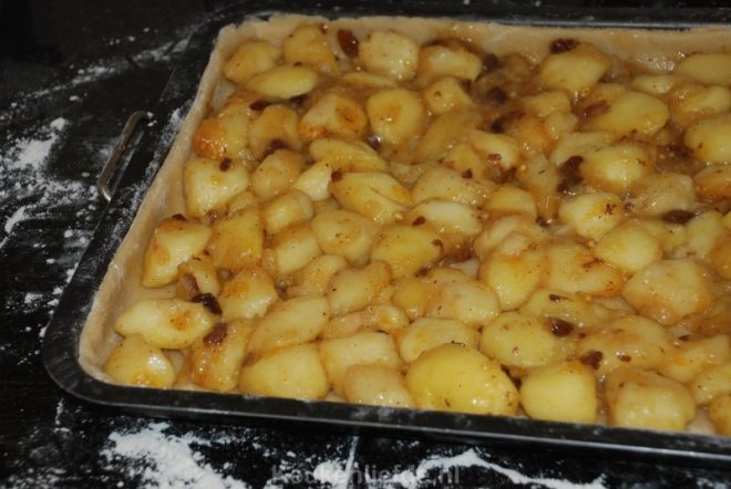 Verdeel de appelvulling erover