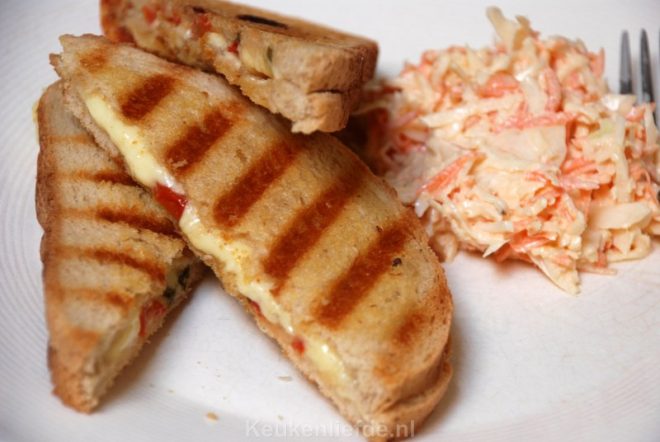Kaastosti met tomaat en coleslaw