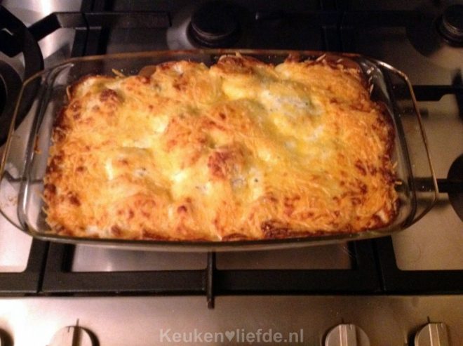 Ovenschotel met kabeljauw en gerookte zalm van Marian