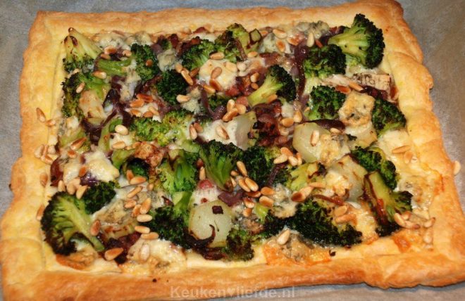 Galette met broccoli, spekjes en gorgonzola dolce