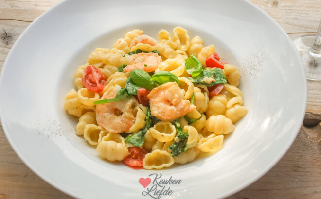 Pasta met garnalen in pesto-roomsaus (Vapiano recept)