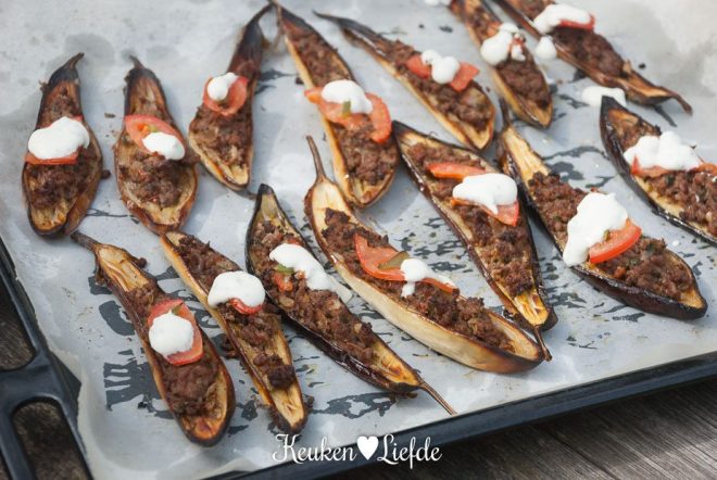 Gevulde mini-aubergine met gehakt