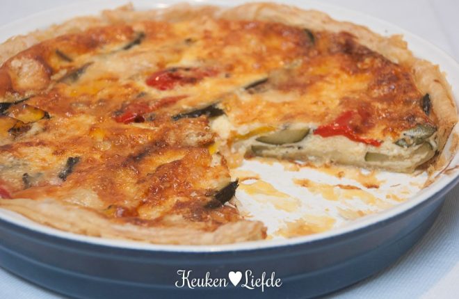 Quattro formaggi quiche met gegrilde groenten