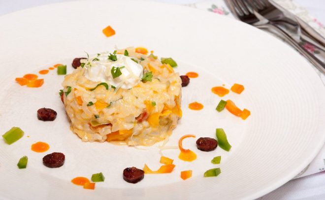 Paprikarisotto met chorizo (uit de oven)