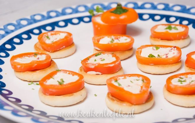 Oranje paprika met roomkaas