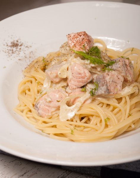 Pasta met venkel en zalm