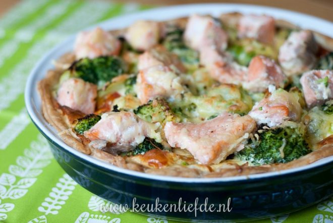 Quiche met zalm en broccoli