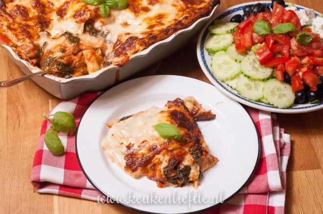 Lasagne met kip en spinazie