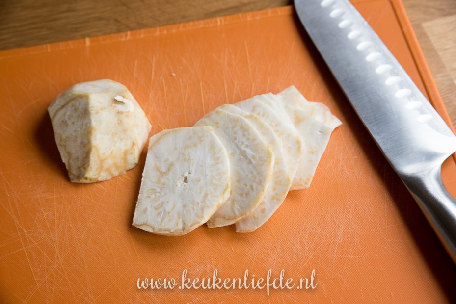 Selderijsalade met ham en bieslook