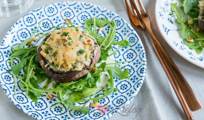 Gevulde portobello met truffelpuree