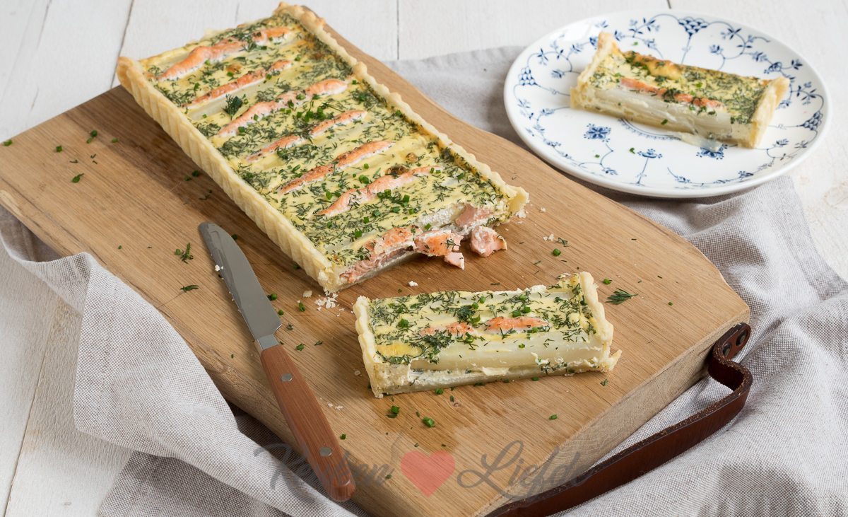 Aspergequiche met zalm