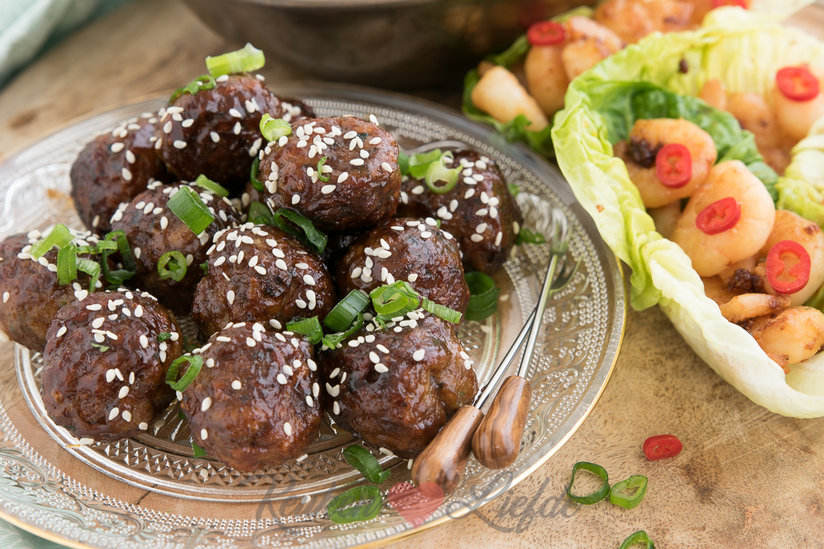 3 x Aziatische hapjes Sticky kipgehaktballetjes