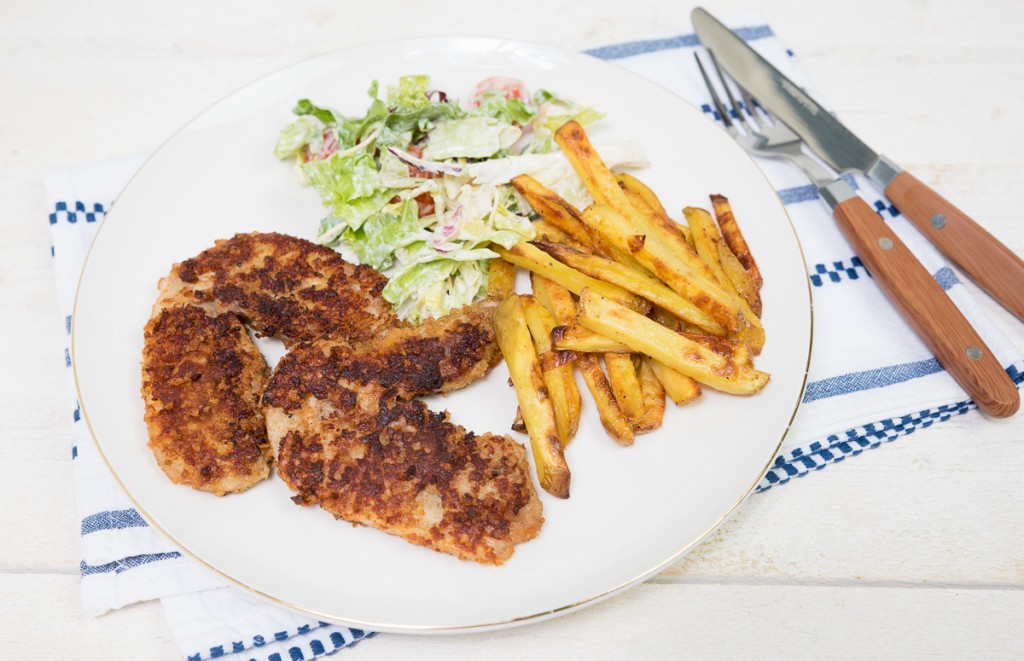 Gebakken speklap met ovenfriet