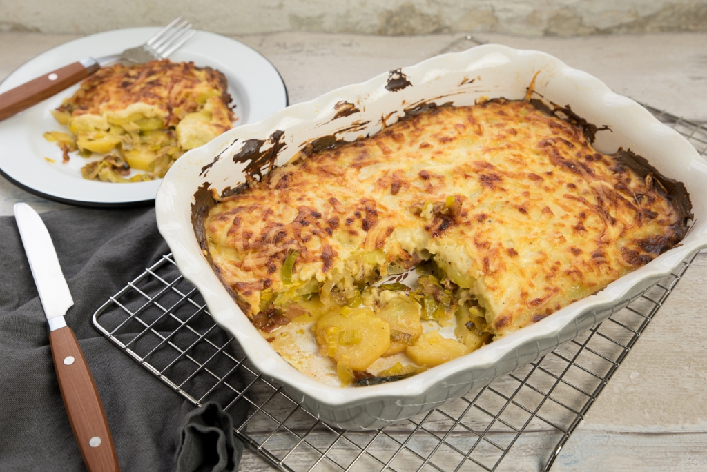 Ovenschotel met prei en bacon