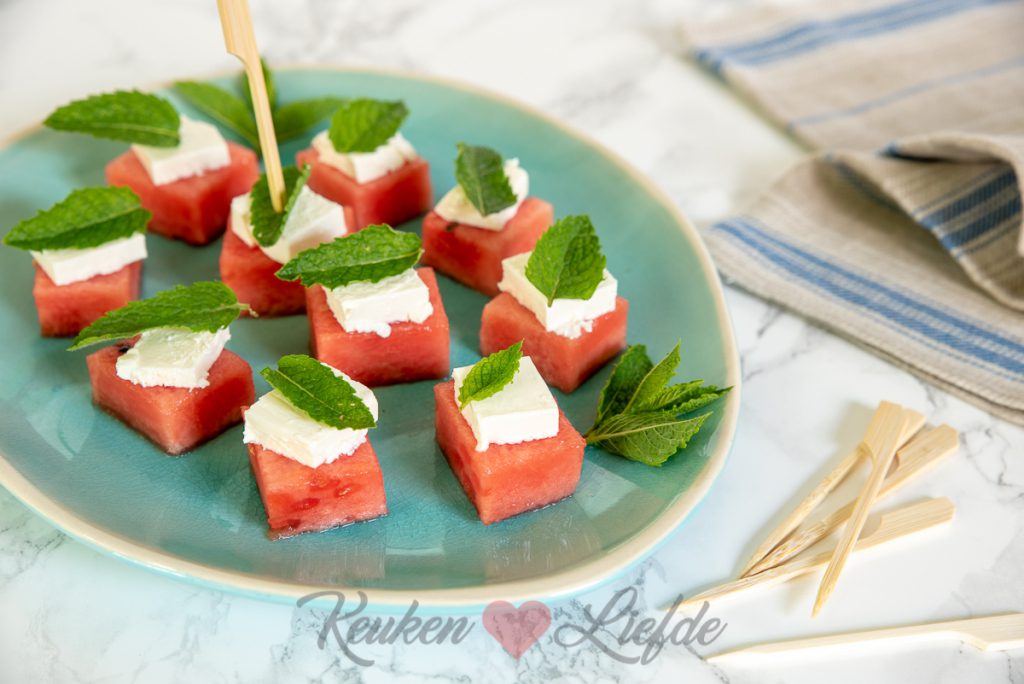 Watermeloen hapje met feta