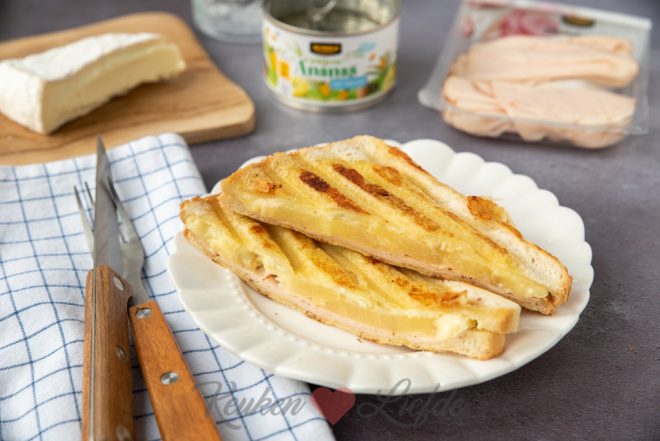 Tosti Hawaï met brie en kip