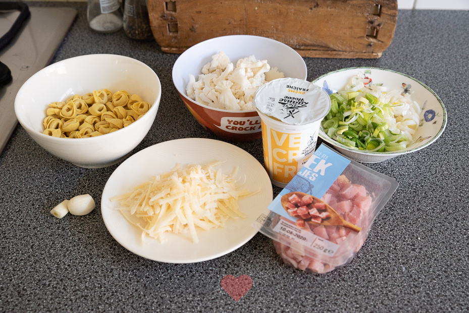 Romige kaastortellini met bloemkool