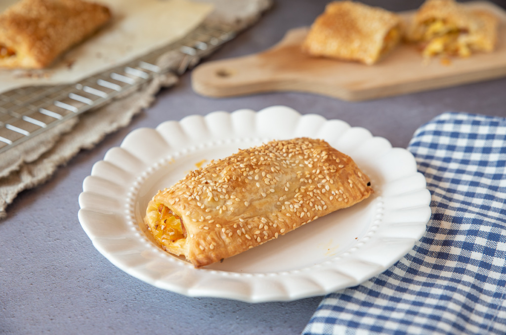 Bladerdeeg loempia met ham