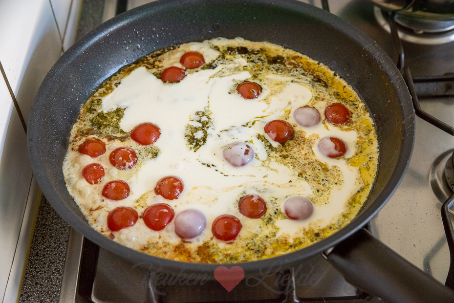 Pasta pesto met kip en sperziebonen