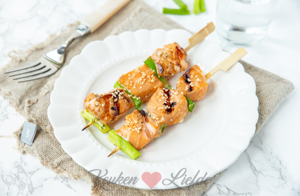 Zalm teriyaki spies