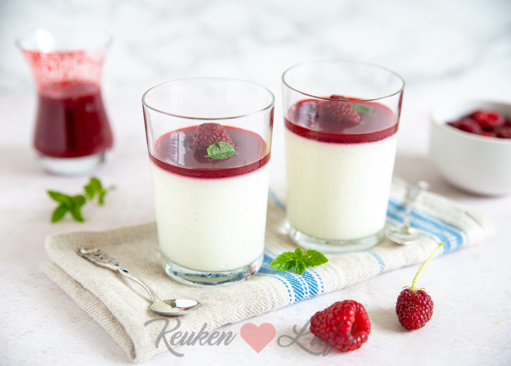 Yoghurt panna cotta met frambozensaus