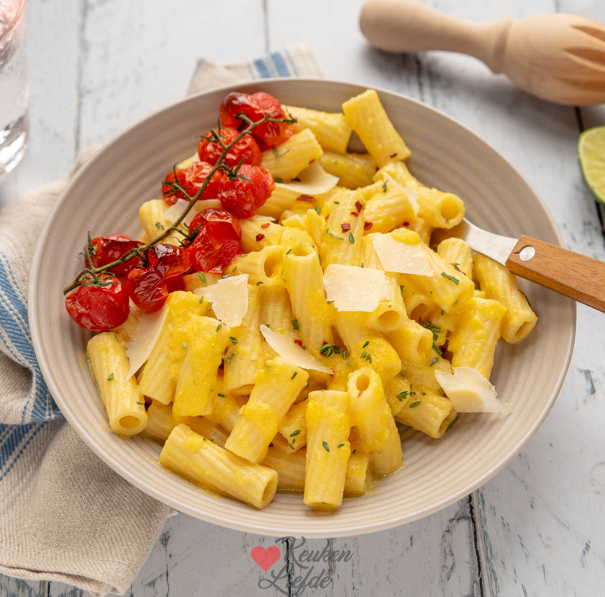 Pasta met romige pompoensaus