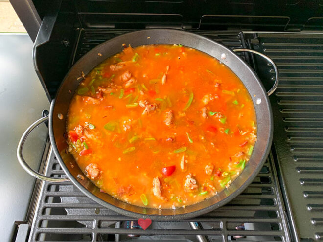 Paella laten garen