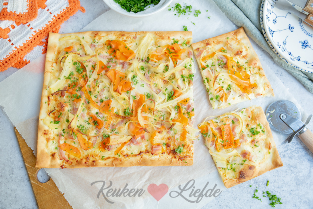 Flammkuchen met pastinaak en wortel