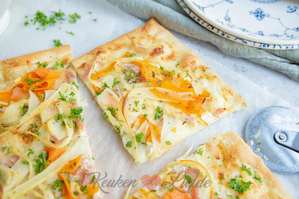 Flammkuchen met pastinaak en wortel