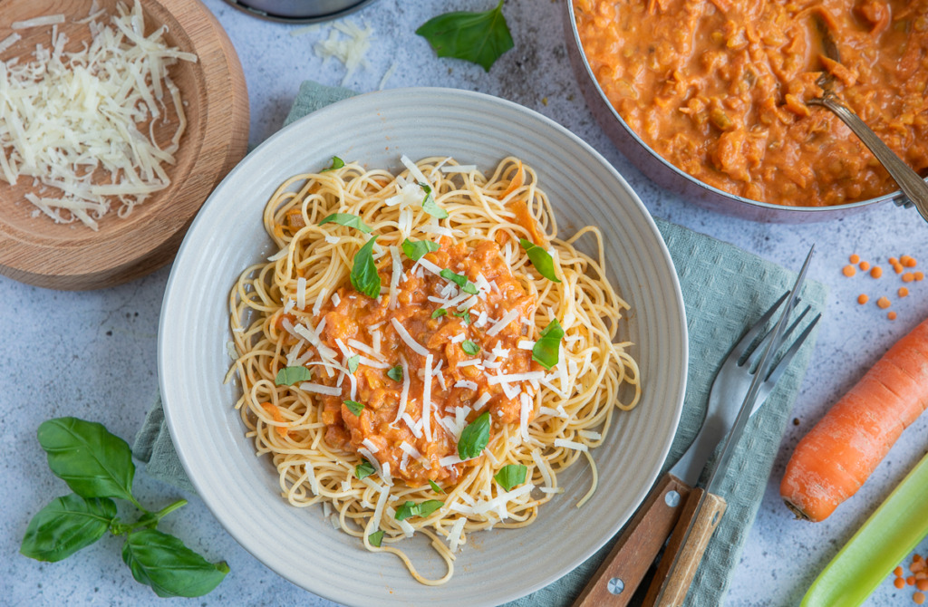 Vega bolognesesaus met linzen