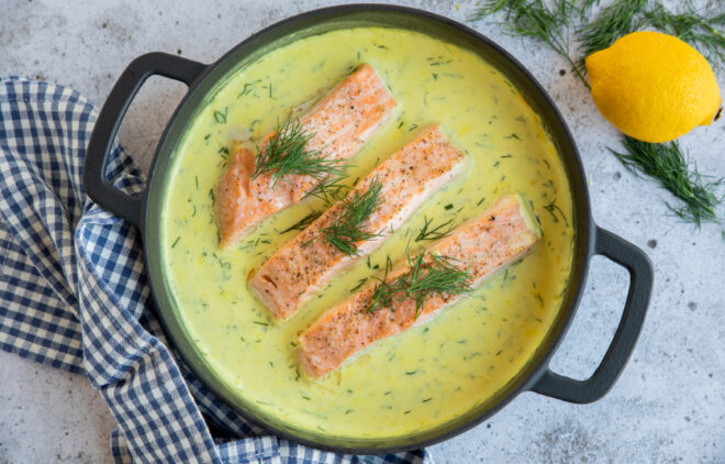 Zalm in citroen-dilleroomsaus