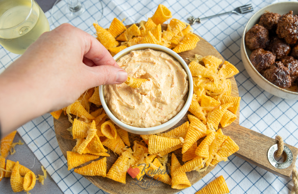 Geroosterde puntpaprika roomkaasdip