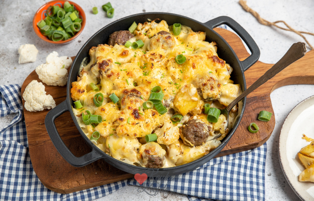 Bloemkoolschotel met gehaktballetjes