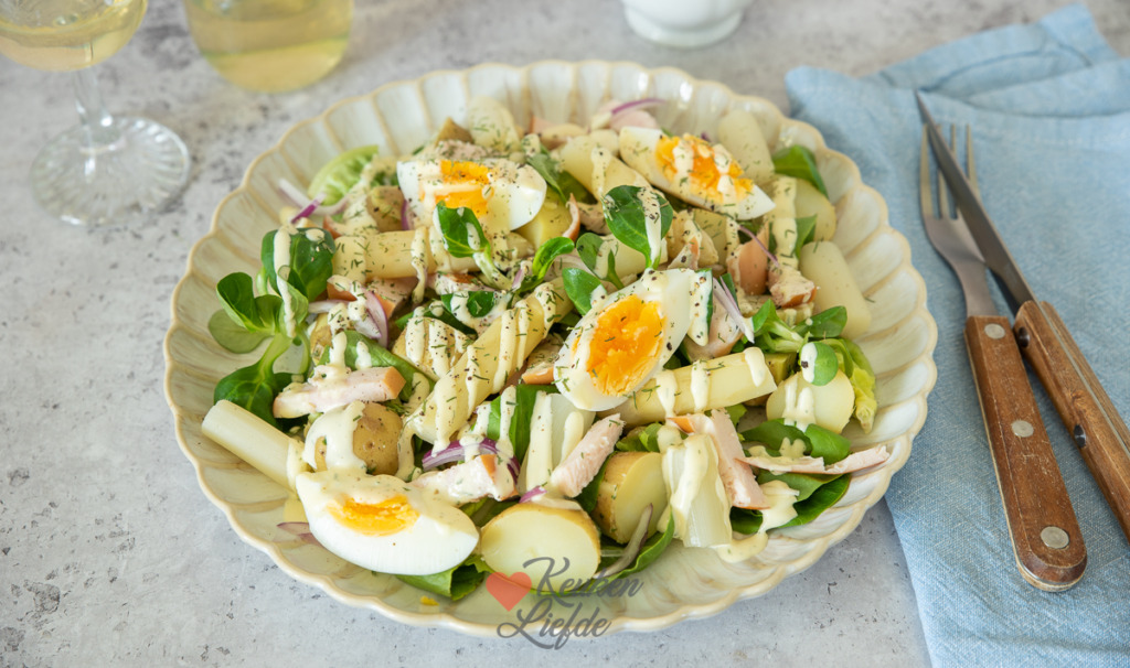 Aspergesalade met krieltjes en kip Aspergesalade met krieltjes en kip
