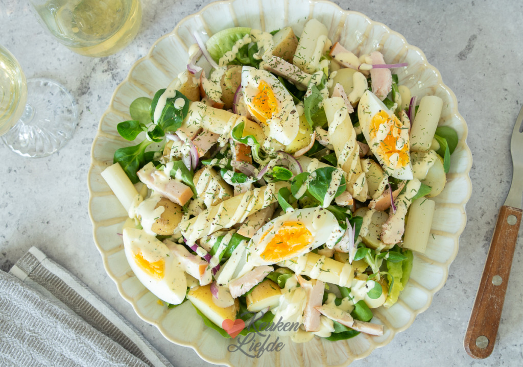 Aspergesalade met krieltjes en kip Aspergesalade met krieltjes en kip