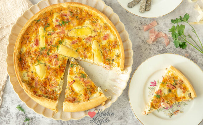 Quiche met witte asperges en ham