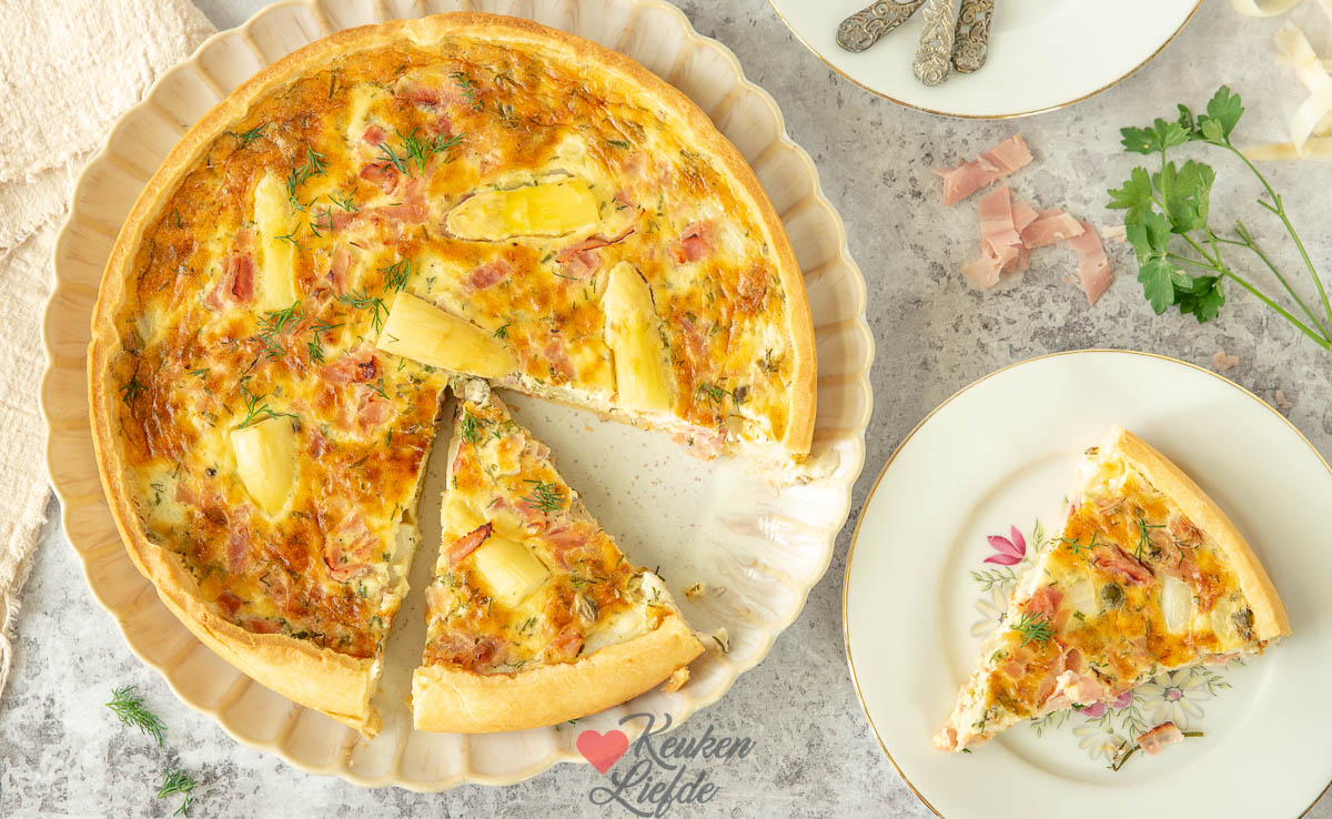 Quiche met witte asperges en ham