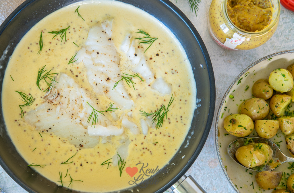 Kabeljauw in mosterdroomsaus