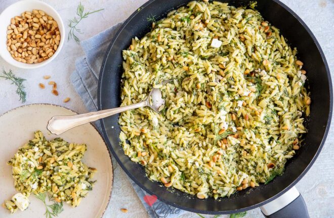Orzo met spinazie en feta