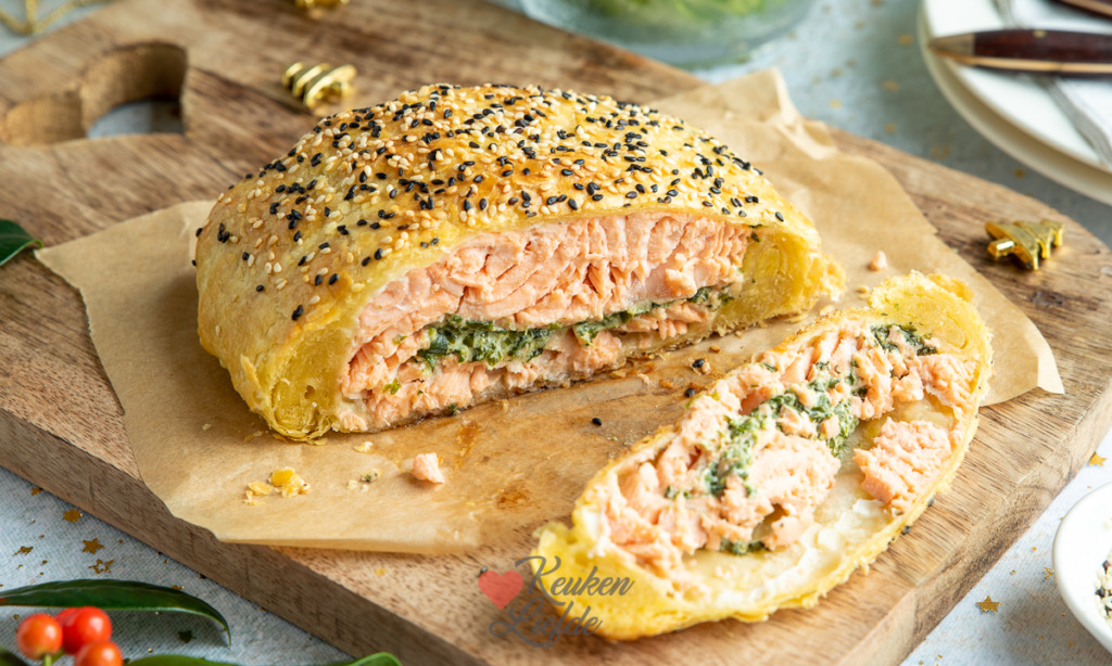 Zalm met spinazie in bladerdeeg