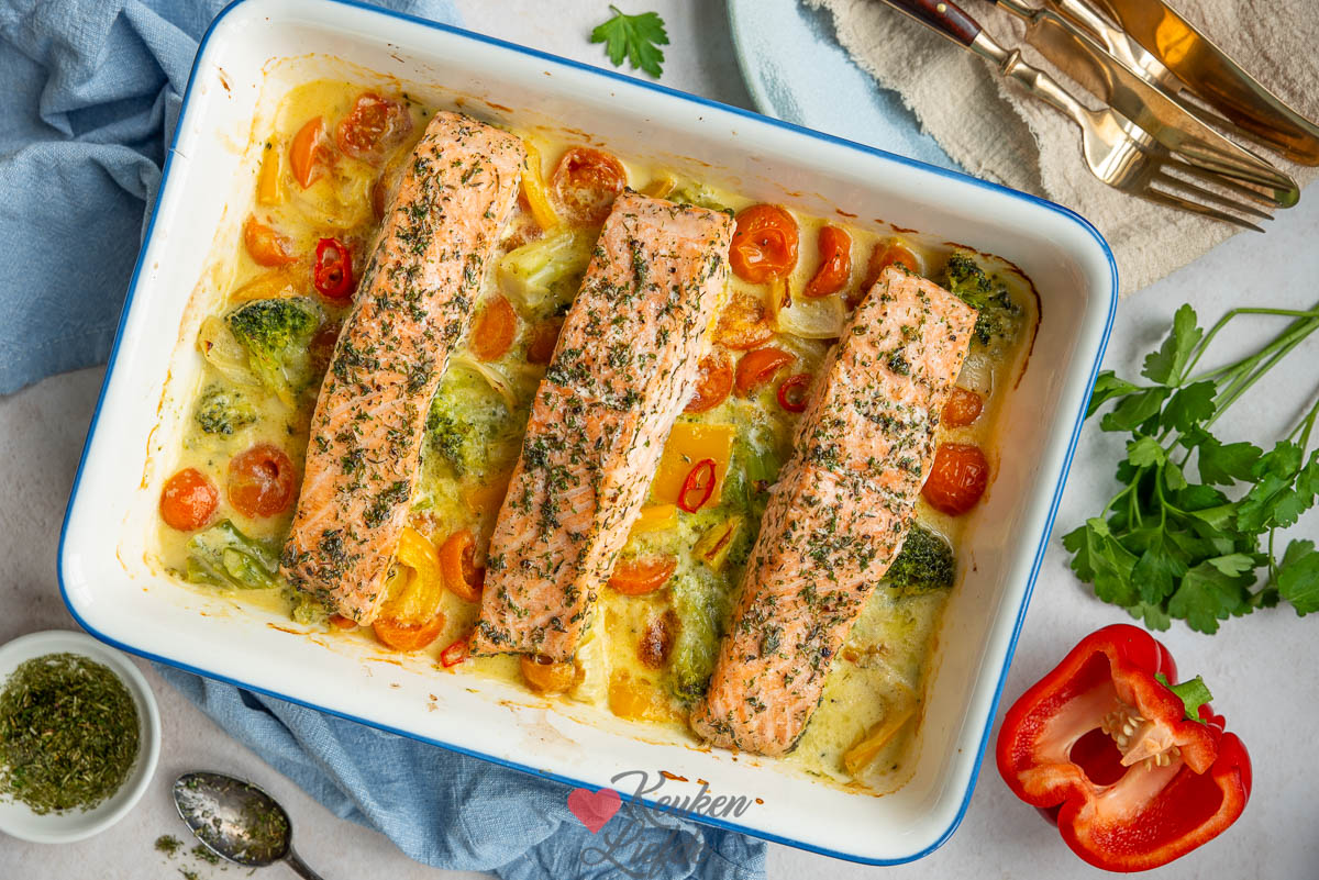 Zalmgratin met roomsaus