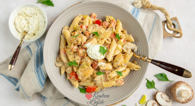 Romige pasta met kip