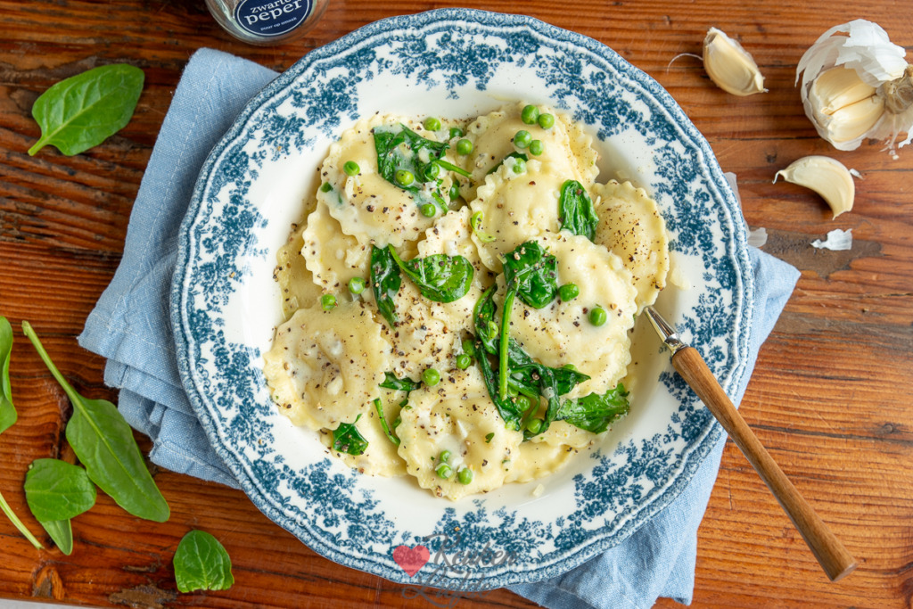 Eenpans ravioli met roomsaus