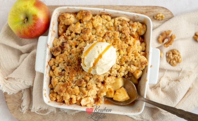 Appel crumble (appel kruimel toetje)