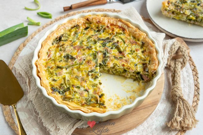 Quiche met prei en ham