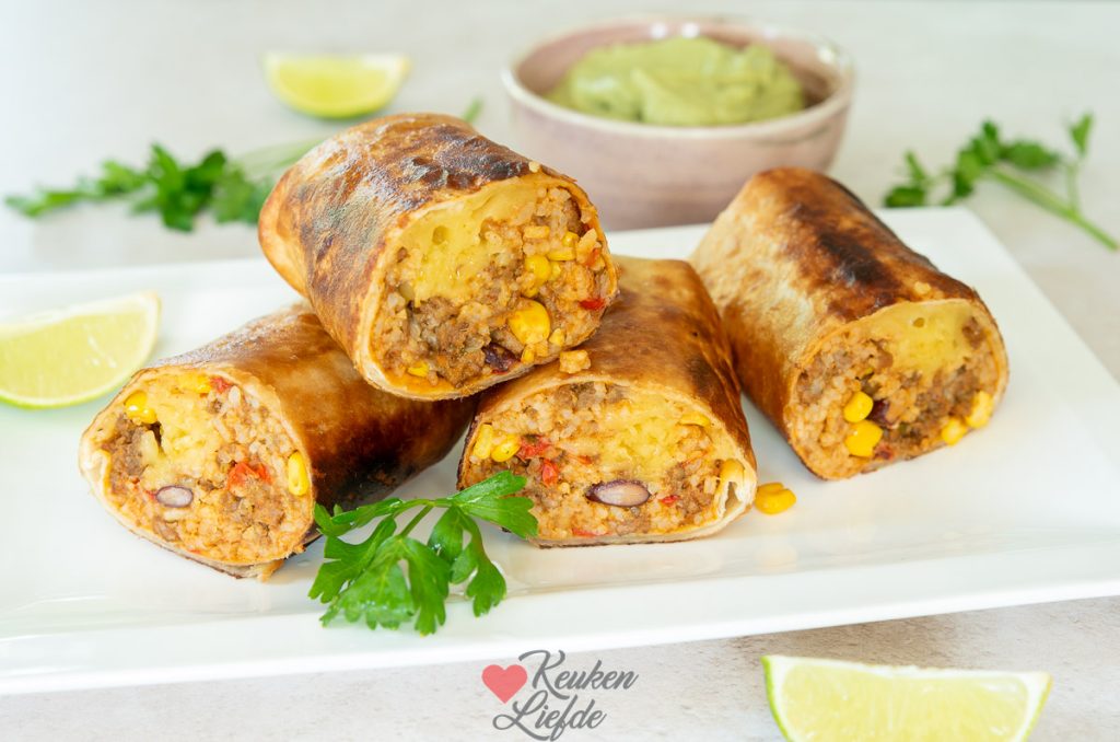 Burrito met gehakt en rijst